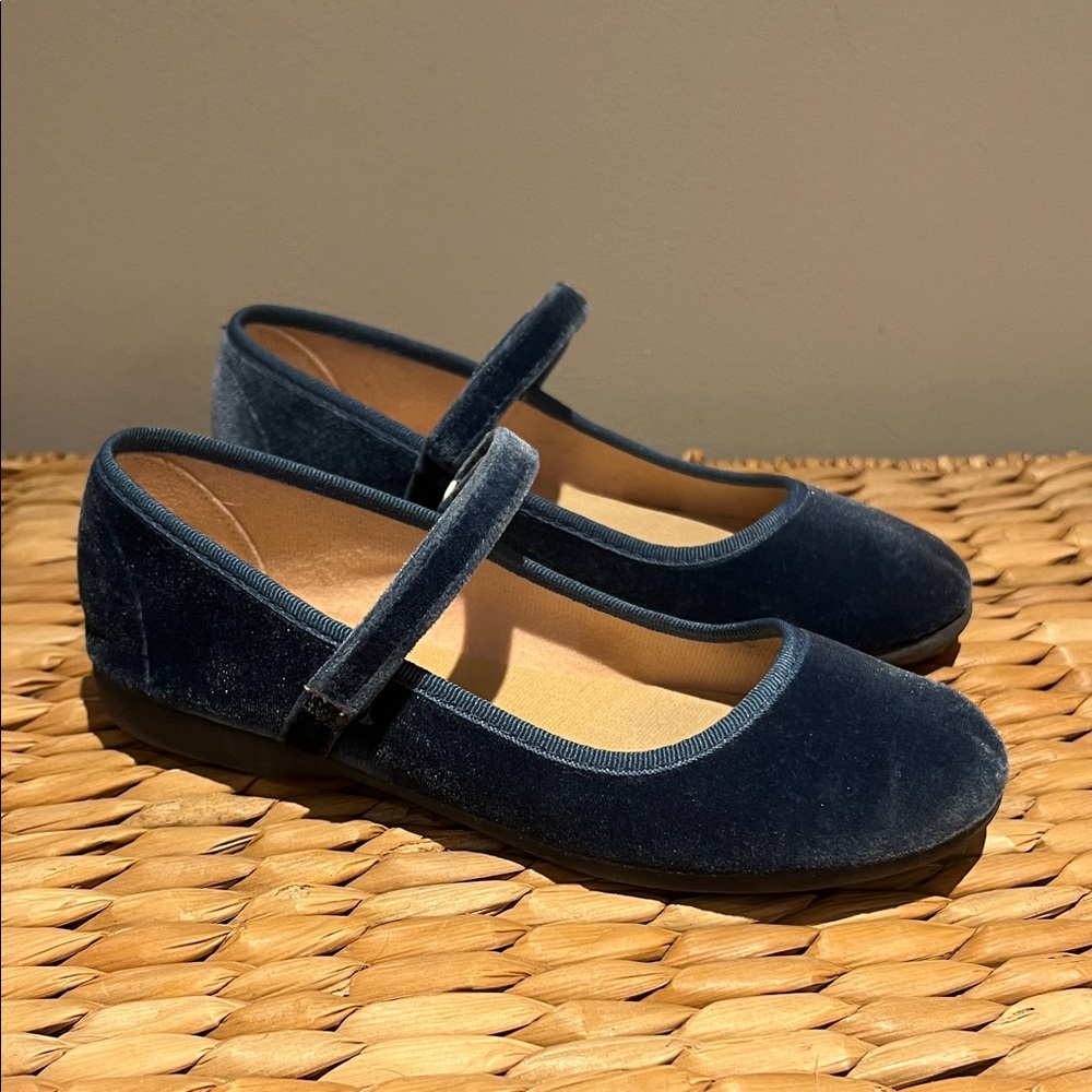 Childrenchic Kids Navy Blue Velvet Mary Jane Shoes
